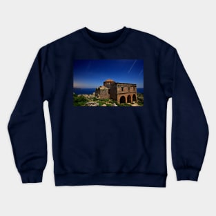 Startrails over Hagia Sophia - Monemvasia Crewneck Sweatshirt